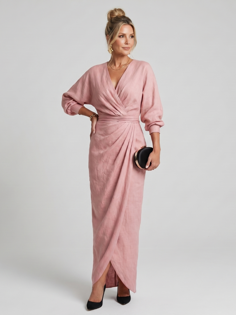 Fable | Robe longue cache-cœur portefeuille à manches longues