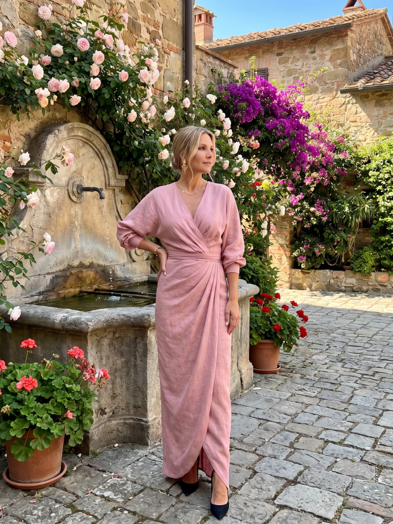 Fable | Robe longue cache-cœur portefeuille à manches longues