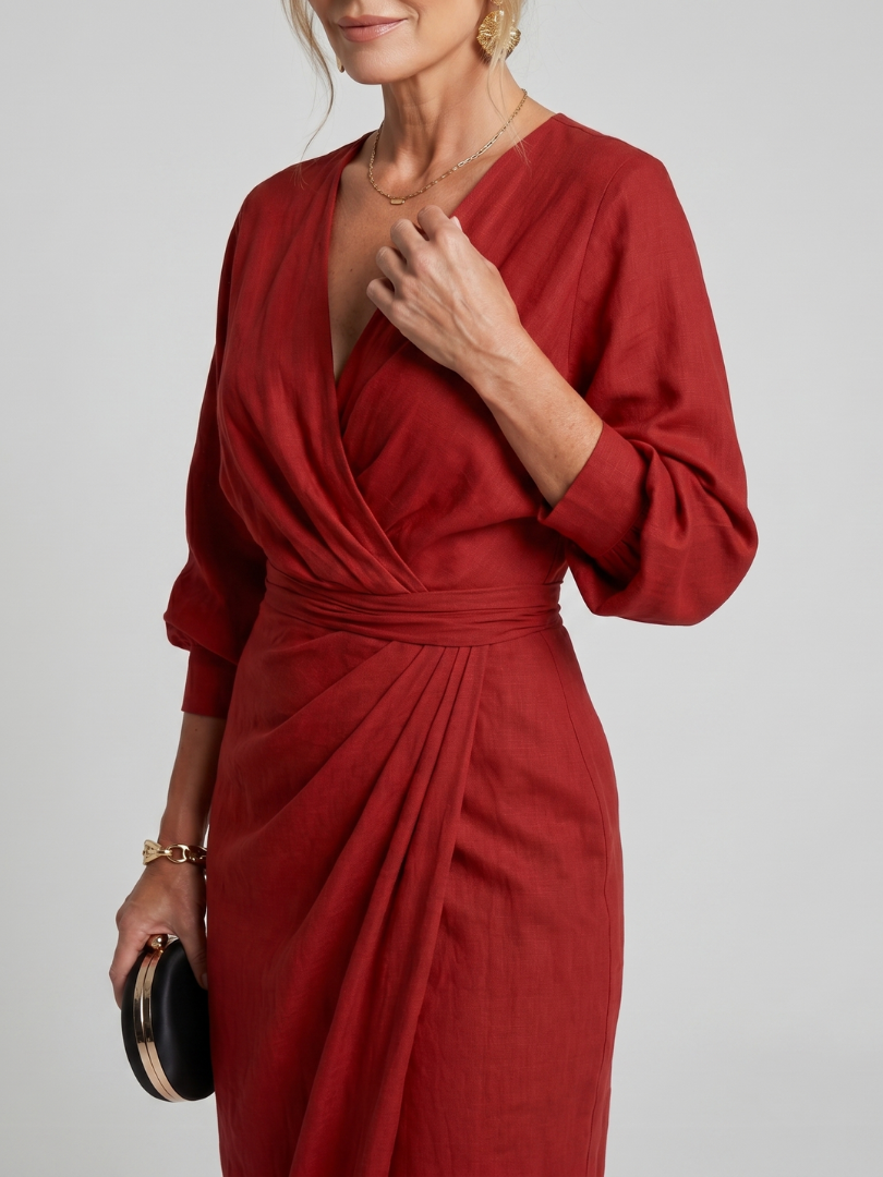 Fable | Robe longue cache-cœur portefeuille à manches longues