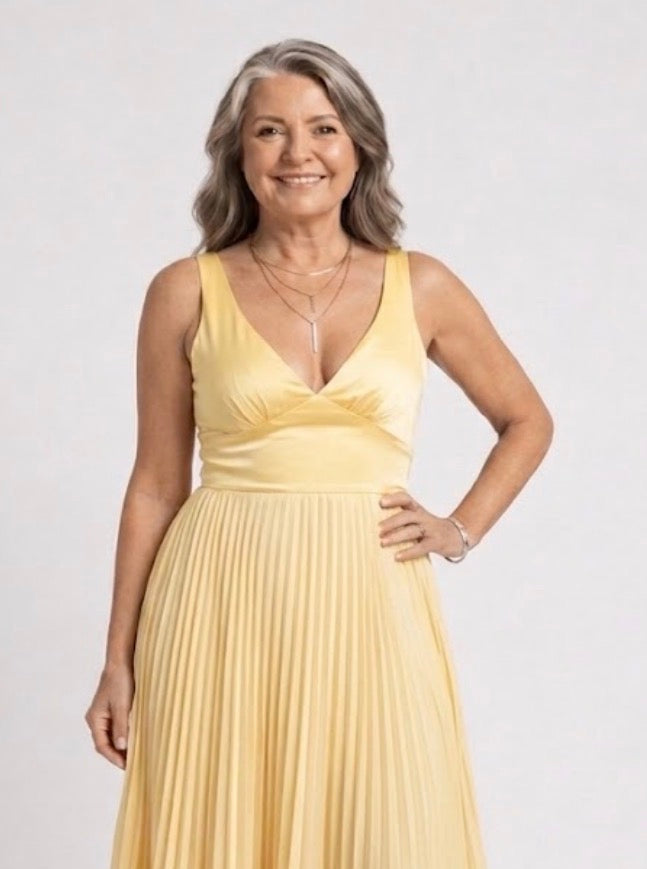 Victoria | Pleated V-Neck Maxi Dress