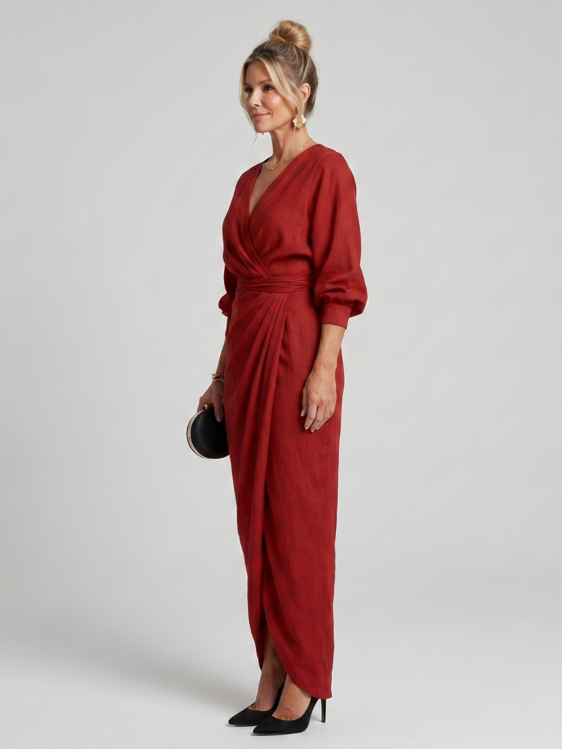 Fable | Robe longue cache-cœur portefeuille à manches longues