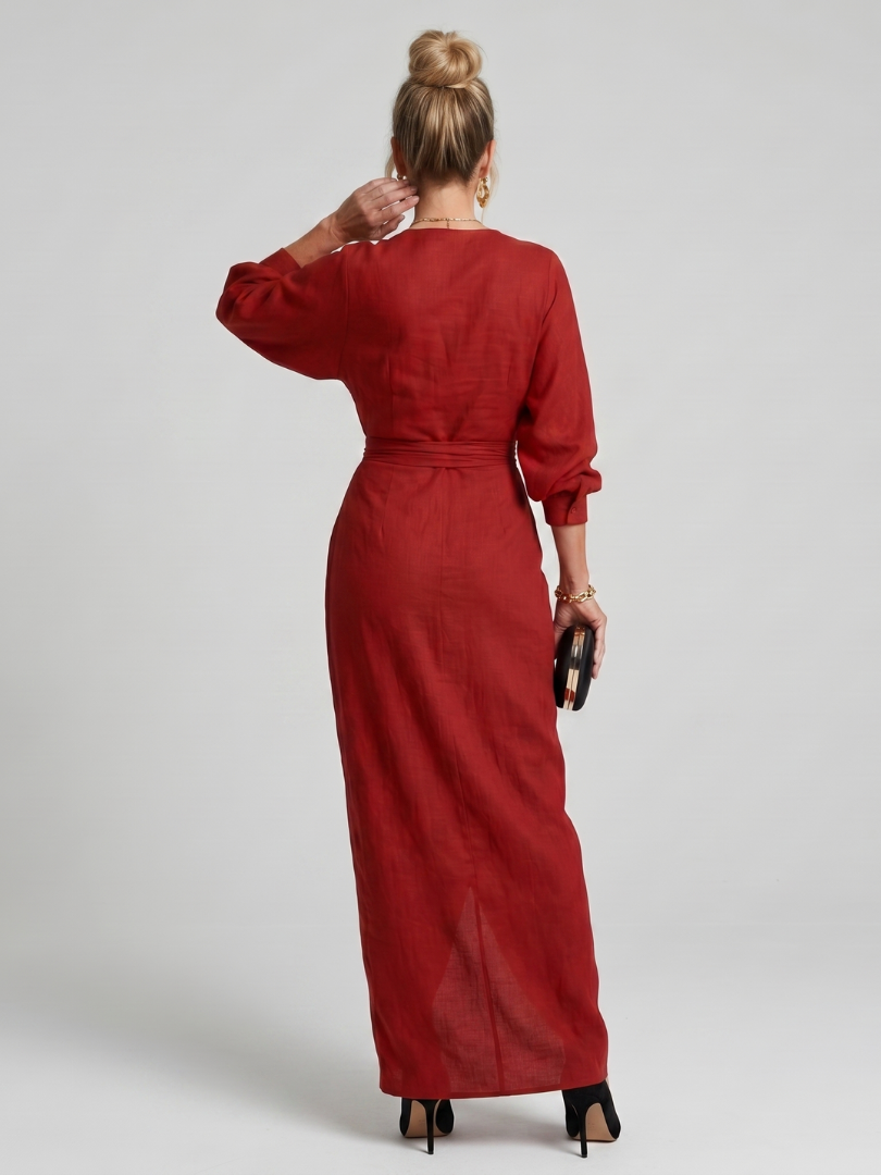 Fable | Robe longue cache-cœur portefeuille à manches longues
