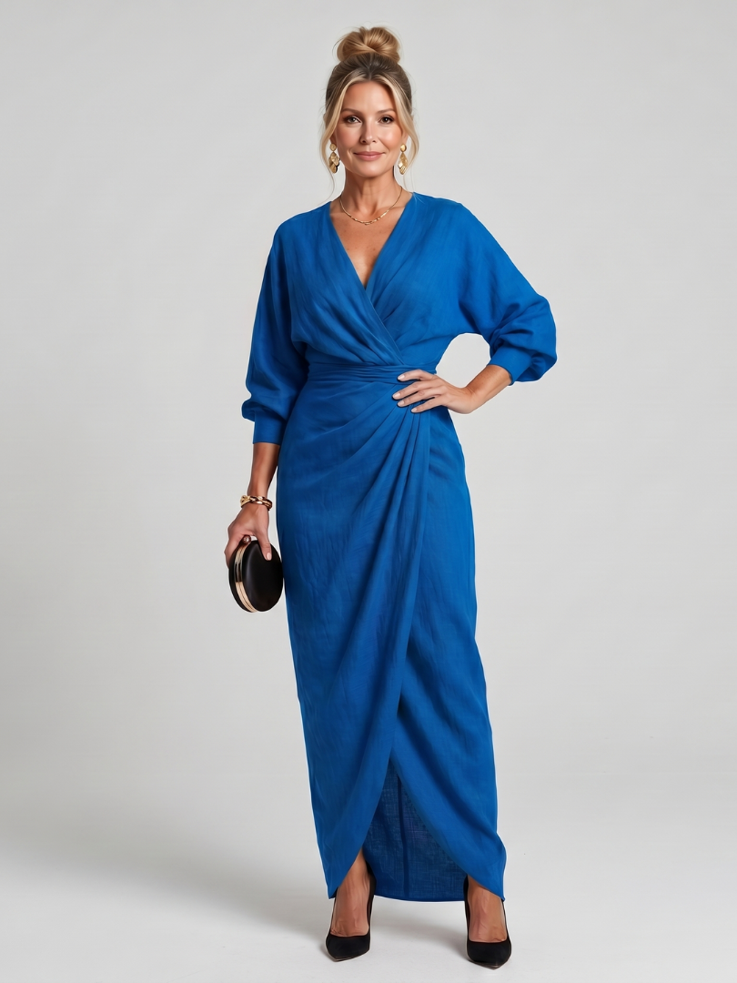 Fable | Robe longue cache-cœur portefeuille à manches longues