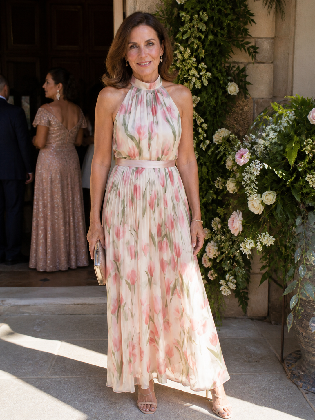 Claire | Halter Neck Floral Midi Dress