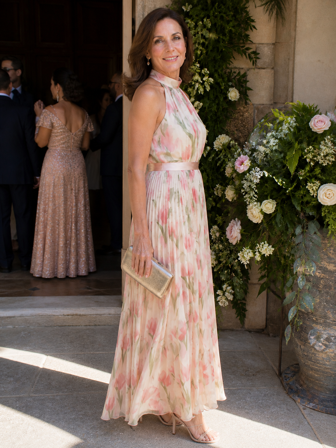 Claire | Halter Neck Floral Midi Dress