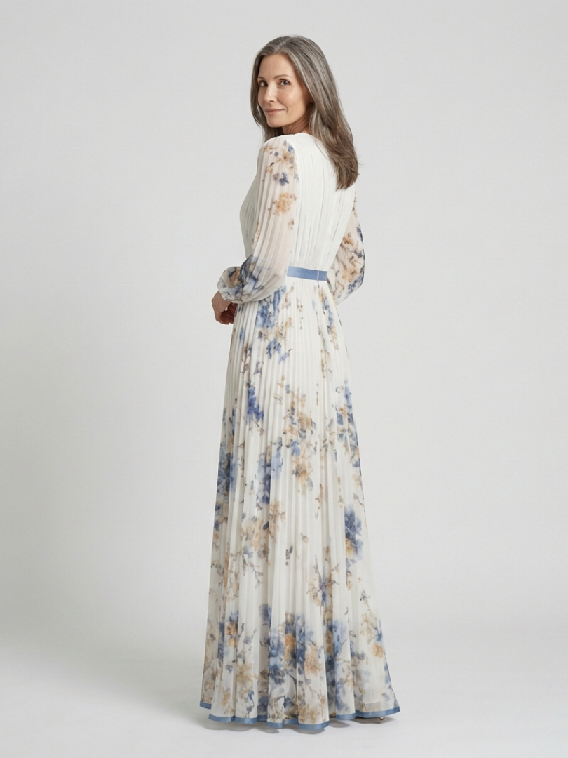 Valentina | Long Sleeve V Neck Floral Maxi Dress