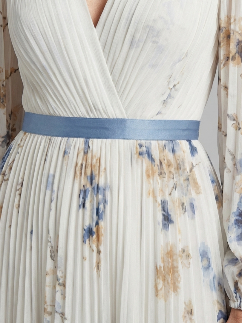 Valentina | Long Sleeve V Neck Floral Maxi Dress