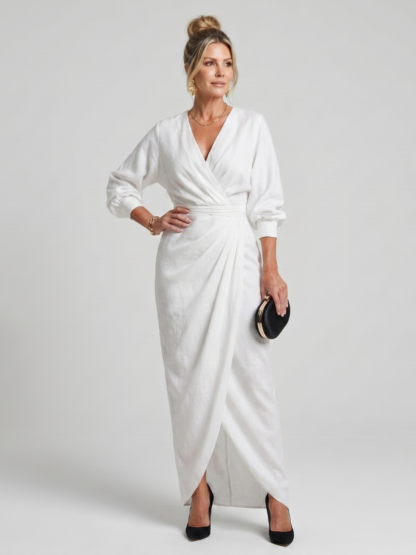 Fable | Robe longue cache-cœur portefeuille à manches longues