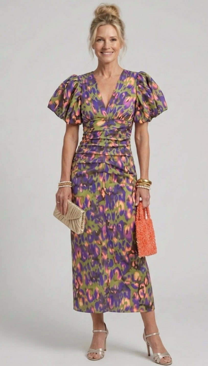 Elif | Robe midi plissée vive