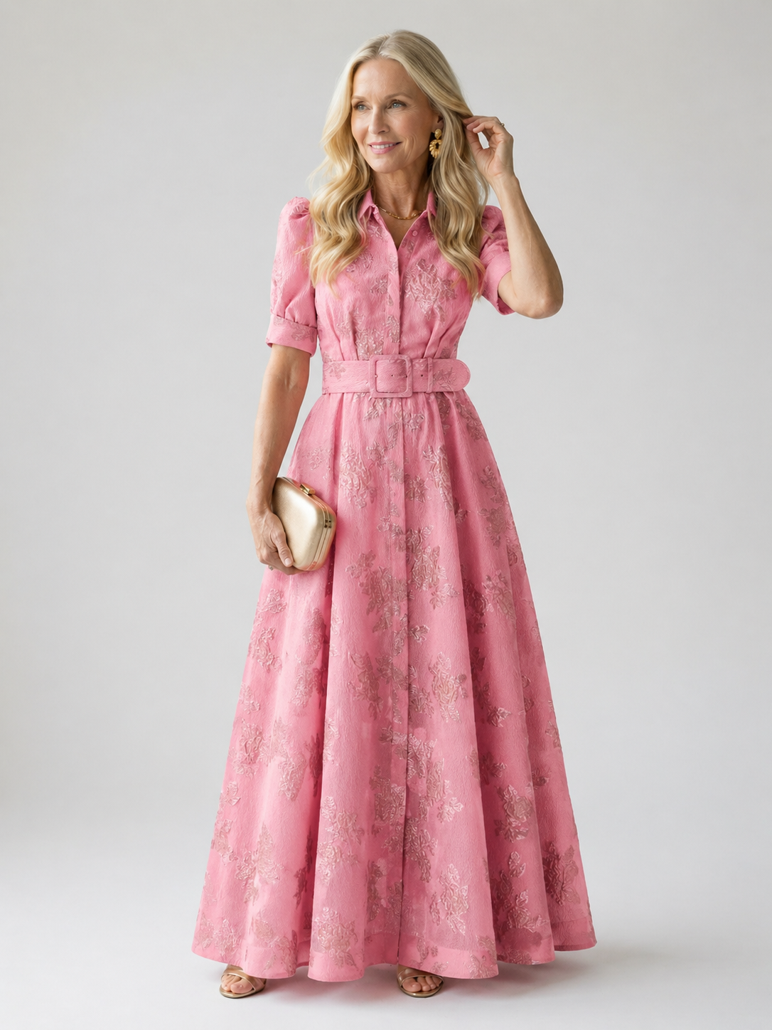 Angelina | Belted Floral Maxi Dress