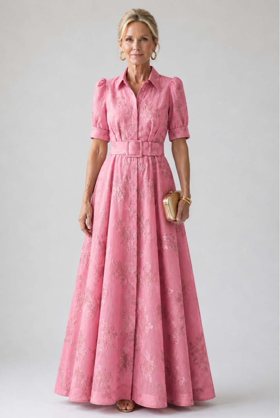 Angelina | Belted Floral Maxi Dress