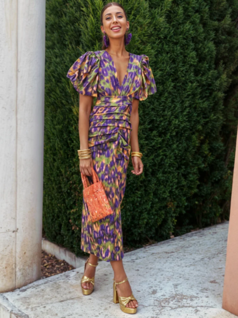 Elif | Robe midi plissée vive