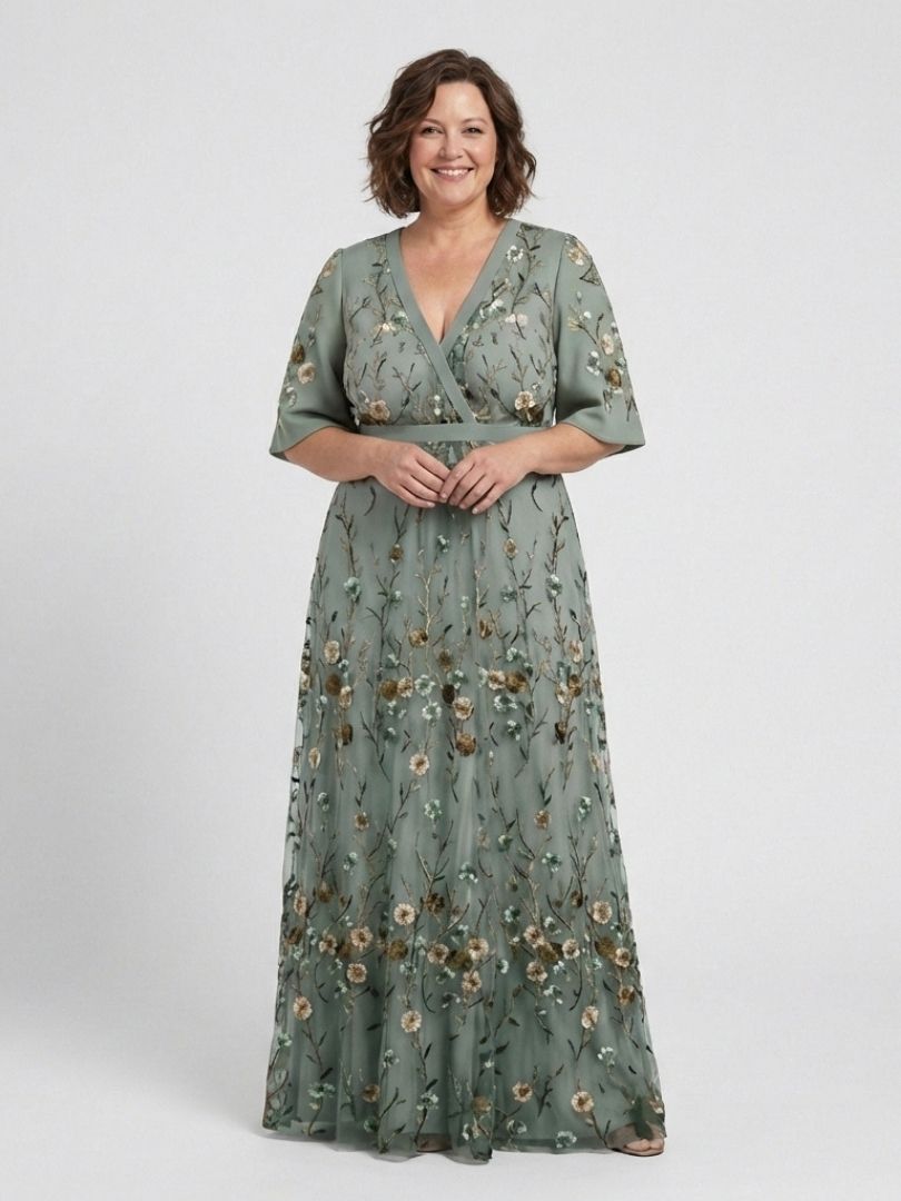 Elisabeth | Floral V Neck Short Sleeve Maxi Dress