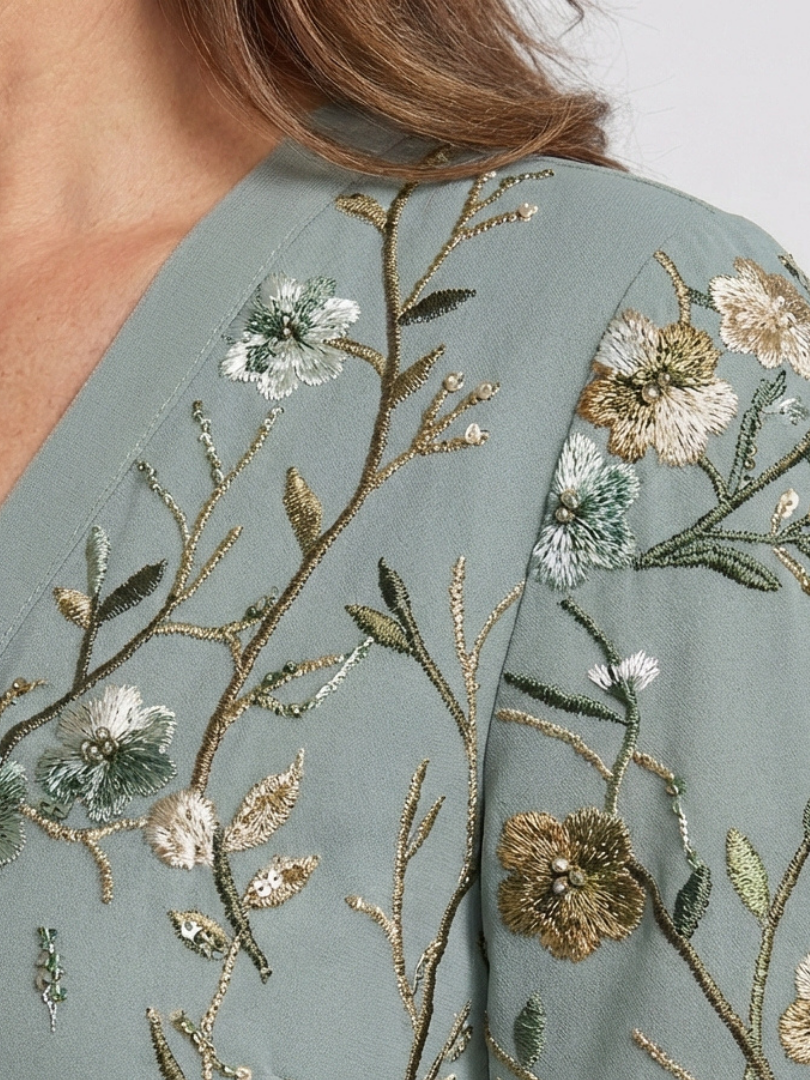 Elisabeth | Floral V Neck Short Sleeve Maxi Dress