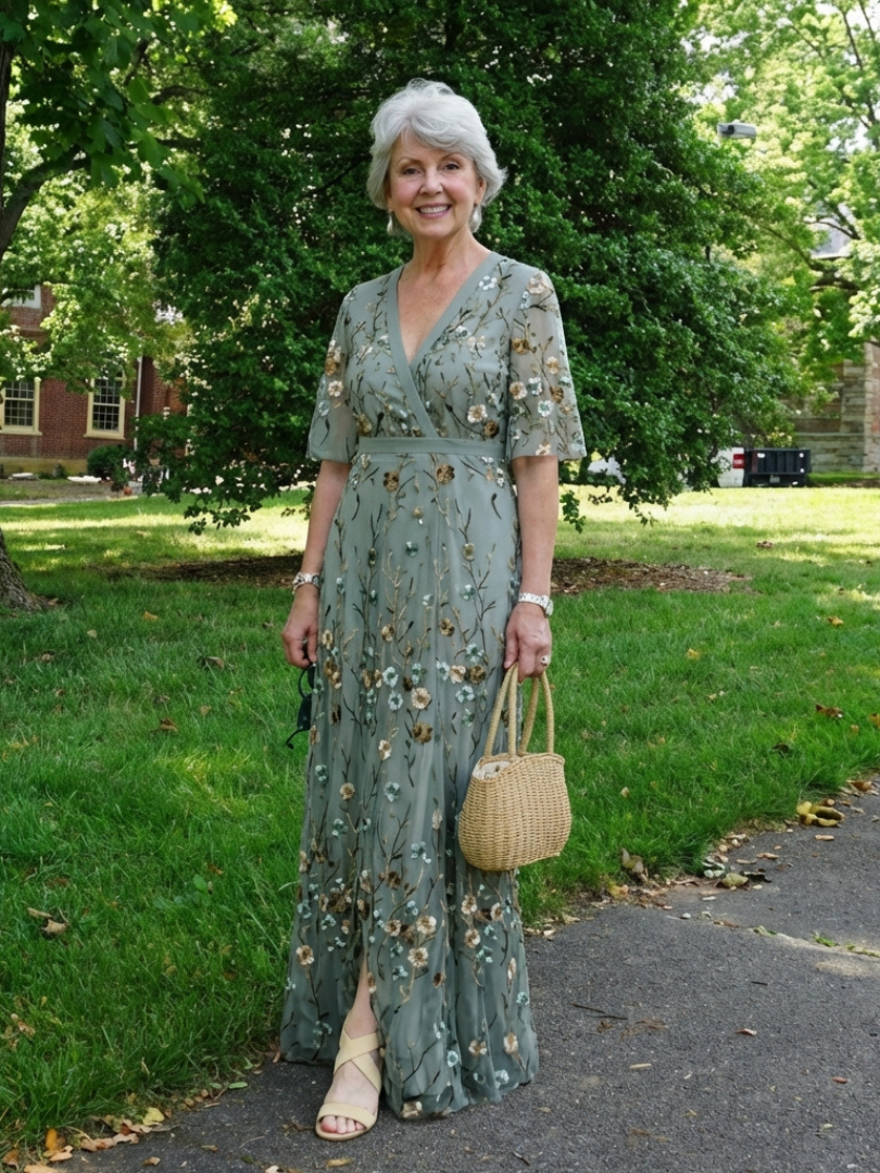 Elisabeth | Floral V Neck Short Sleeve Maxi Dress